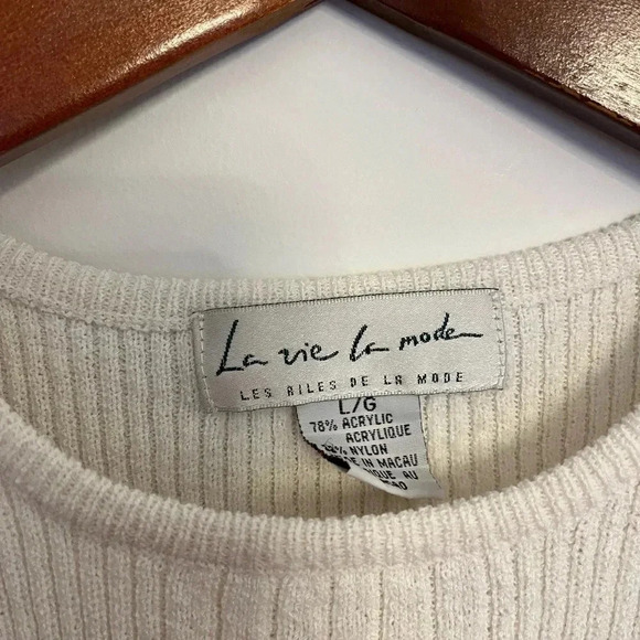 Vintage Tank top Ailes de  la mode cream white size large - Picture 3 of 6